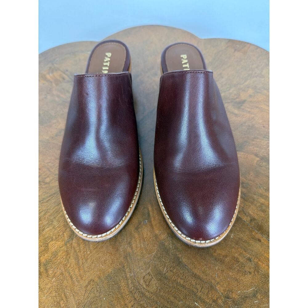 Patina Portland Leather Brown Leather Stacked Heel Mules Size 5.5 Mexico - Picture 2 of 11